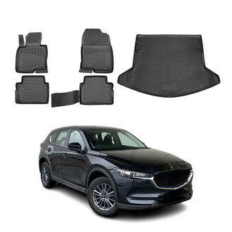 OMAC® - Classic 1st, 2nd Row & Cargo Black Floor Mat and Cargo Liner Set