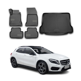 OMAC® - Classic 1st, 2nd Row & Cargo Black Floor Mat and Cargo Liner Set