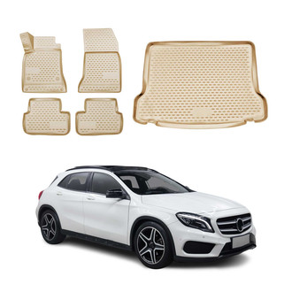 OMAC® - Classic 1st, 2nd Row & Cargo Beige Floor Mat and Cargo Liner Set