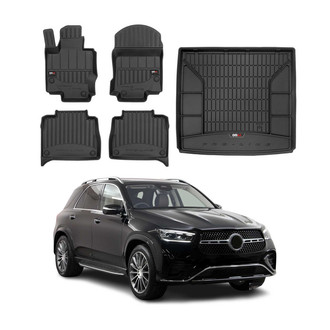 OMAC® - Premium 1st, 2nd Row & Cargo Black Floor Mat and Cargo Liner Set