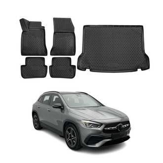 OMAC® - Classic 1st, 2nd Row & Cargo Black Floor Mat and Cargo Liner Set