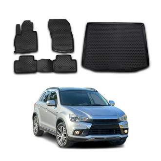 OMAC® - Classic 1st, 2nd Row & Cargo Black Floor Mat and Cargo Liner Set