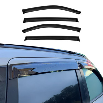 OMAC® - Tape-On Black Smoke Front and Rear Tape-On Window Visor Vent Rain Guard Deflector