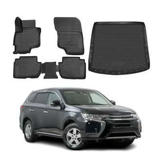 OMAC® - Classic 1st, 2nd Row & Cargo Black Floor Mat and Cargo Liner Set