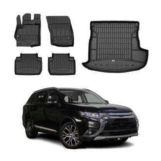 OMAC® - Premium 1st, 2nd Row & Cargo Black Floor Mat and Cargo Liner Set