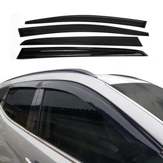 OMAC® - Tape-On Black Smoke Front and Rear Tape-On Window Visor Vent Rain Guard Deflector