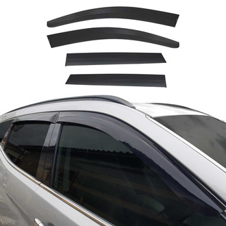 OMAC® - Tape-On Black Smoke Front and Rear Tape-On Window Visor Vent Rain Guard Deflector