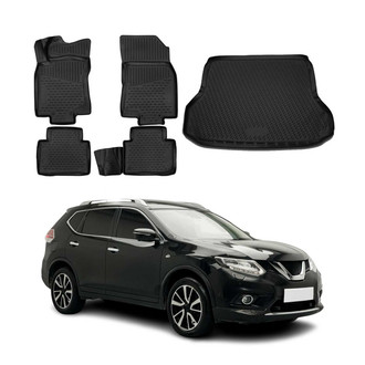 OMAC® - Classic 1st, 2nd Row & Cargo Black Floor Mat and Cargo Liner Set