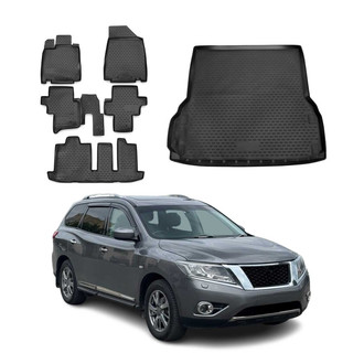 OMAC® - Classic 1st, 2nd Row & Cargo Black Floor Mat and Cargo Liner Set