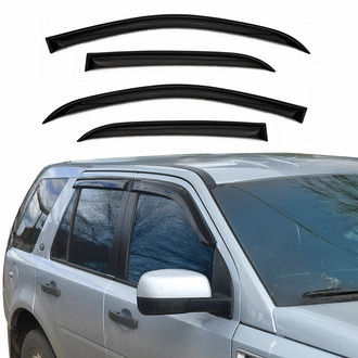 OMAC® - Tape-On Black Smoke Front and Rear Tape-On Window Visor Vent Rain Guard Deflector