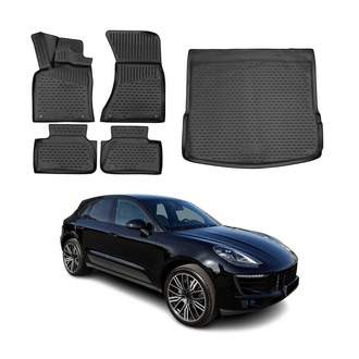 OMAC® - Classic 1st, 2nd Row & Cargo Black Floor Mat and Cargo Liner Set