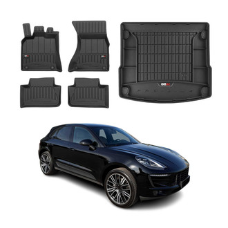 OMAC® - Premium 1st, 2nd Row & Cargo Black Floor Mat and Cargo Liner Set