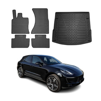 OMAC® - Classic 1st, 2nd Row & Cargo Black Floor Mat and Cargo Liner Set