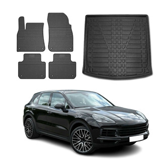 OMAC® - Classic 1st, 2nd Row & Cargo Black Floor Mat and Cargo Liner Set