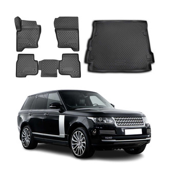 OMAC® - Premium 1st, 2nd Row & Cargo Black Floor Mat and Cargo Liner Set