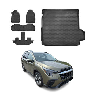 OMAC® - Classic 1st, 2nd Row & Cargo Black Floor Mat and Cargo Liner Set