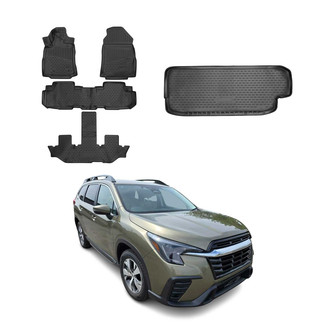 OMAC® - Classic 1st, 2nd Row & Cargo Black Floor Mat and Cargo Liner Set
