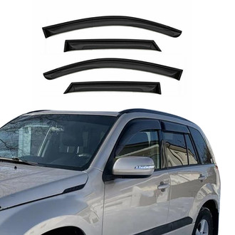 OMAC® - Tape-On Black Smoke Front and Rear Tape-On Window Visor Vent Rain Guard Deflector