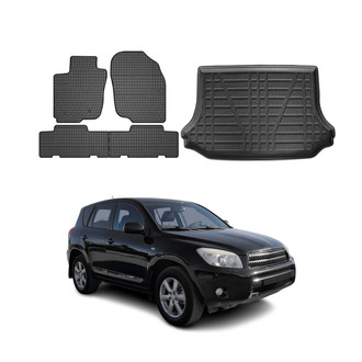 OMAC® - Classic 1st, 2nd Row & Cargo Black Floor Mat and Cargo Liner Set