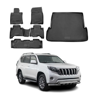 OMAC® - Classic 1st, 2nd Row & Cargo Black Floor Mat and Cargo Liner Set