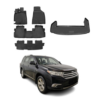 OMAC® - Classic 1st, 2nd Row & Cargo Black Floor Mat and Cargo Liner Set