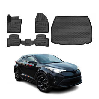 OMAC® - Classic 1st, 2nd Row & Cargo Black Floor Mat and Cargo Liner Set