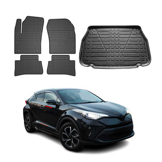 OMAC® - Classic 1st, 2nd Row & Cargo Black Floor Mat and Cargo Liner Set