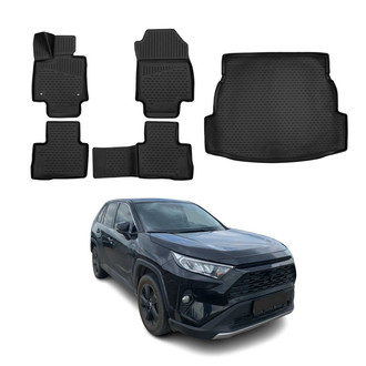 OMAC® - Classic 1st, 2nd Row & Cargo Black Floor Mat and Cargo Liner Set