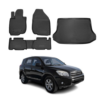 OMAC® - Classic 1st, 2nd Row & Cargo Black Floor Mat and Cargo Liner Set