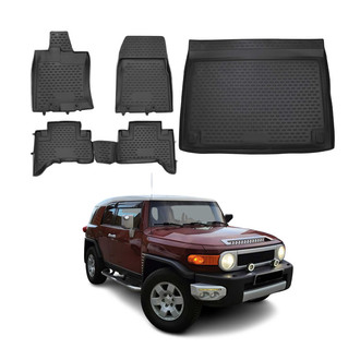 OMAC® - Classic 1st, 2nd Row & Cargo Black Floor Mat and Cargo Liner Set