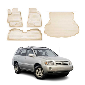 OMAC® - Classic 1st, 2nd Row & Cargo Beige Floor Mat and Cargo Liner Set