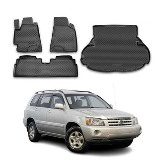 OMAC® - Classic 1st, 2nd Row & Cargo Black Floor Mat and Cargo Liner Set