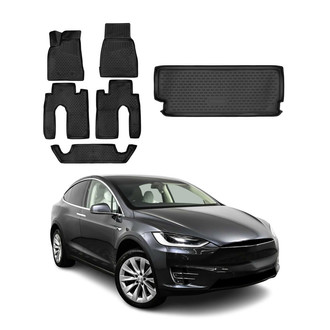 OMAC® - Classic 1st, 2nd Row & Cargo Black Floor Mat and Cargo Liner Set