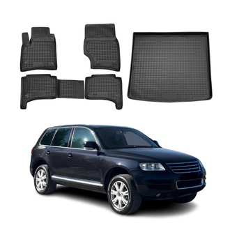 OMAC® - Classic 1st, 2nd Row & Cargo Black Floor Mat and Cargo Liner Set