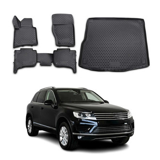 OMAC® - Classic 1st, 2nd Row & Cargo Black Floor Mat and Cargo Liner Set