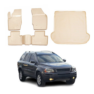 OMAC® - Classic 1st, 2nd Row & Cargo Beige Floor Mat and Cargo Liner Set