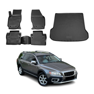 OMAC® - Classic 1st, 2nd Row & Cargo Black Floor Mat and Cargo Liner Set