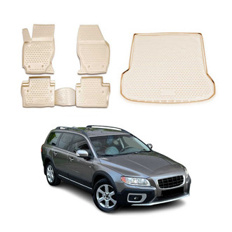 OMAC® - Classic 1st, 2nd Row & Cargo Beige Floor Mat and Cargo Liner Set
