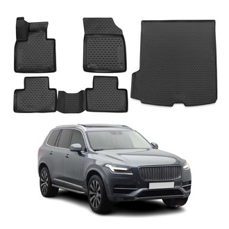 OMAC® - Classic 1st, 2nd Row & Cargo Black Floor Mat and Cargo Liner Set