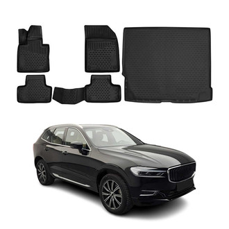 OMAC® - Classic 1st, 2nd Row & Cargo Black Floor Mat and Cargo Liner Set