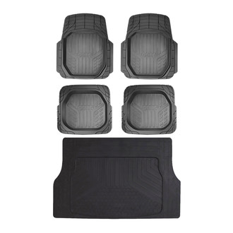 OMAC® - Classic 1st, 2nd Row & Cargo Black Floor Mat and Cargo Liner Set