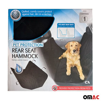 OMAC® - Black Premium Quilted Pet Hammock Black Seat Cover