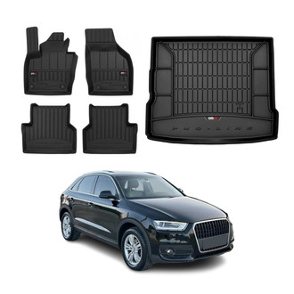 OMAC® - Premium 1st, 2nd Row & Cargo Black Floor Mat and Cargo Liner Set
