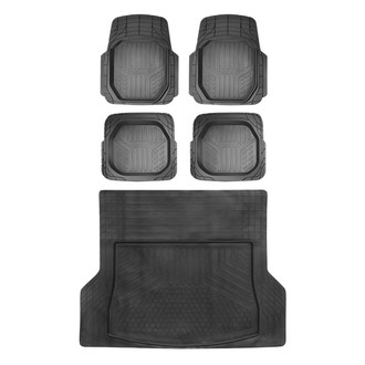 OMAC® - Basic Semi-Custom 1st, 2nd Row & Cargo Black Floor Mat and Cargo Liner Set