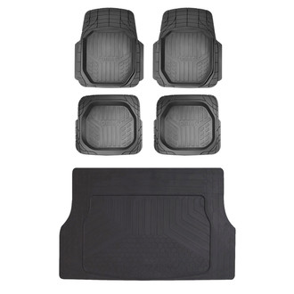 OMAC® - Basic Semi-Custom 1st, 2nd Row & Cargo Black Floor Mat and Cargo Liner Set