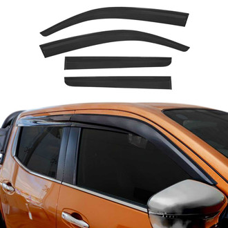 OMAC® - Tape-On Black Smoke Front and Rear Tape-On Window Visor Vent Rain Guard Deflector