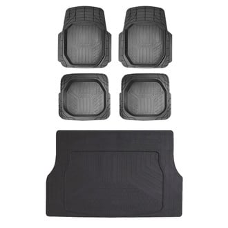 OMAC® - Basic Semi-Custom 1st, 2nd Row & Cargo Black Floor Mat and Cargo Liner Set