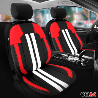 OMAC® - Black & White Breathable Cotton 1st Row Black & White Seat Covers