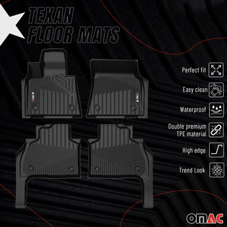 OMAC® - Texan 1st & 2nd Row Black Floor Mat Set