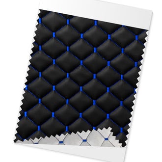 OMAC® - Embossed Black Faux Leather Lining Blue Stitch Car Seat Upholstery